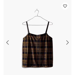 NWT Madewell velvet cami tank top plaid